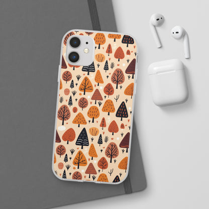 Terracotta Tree Tapestry: A Playful Autumn Mosaic - Flexible Phone Case