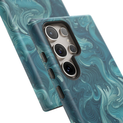 Azure Depths: Layered Blue Topographic Design Tough Phone Case