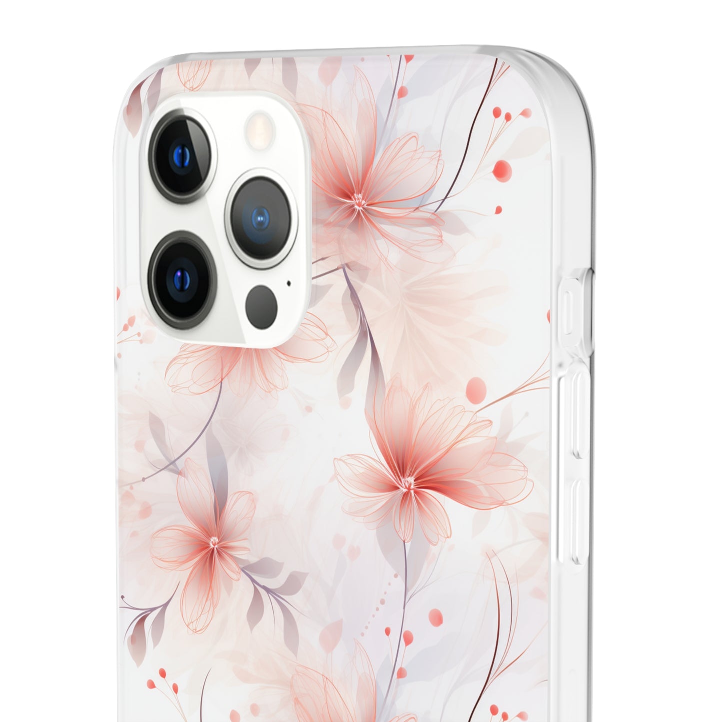 Whispering Petals: Subtle Grey & Pastel Red Gradient Phone Case