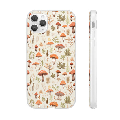 Mushroom Haven - Autumnal Tones Botanical illustration - Flexible Phone Case