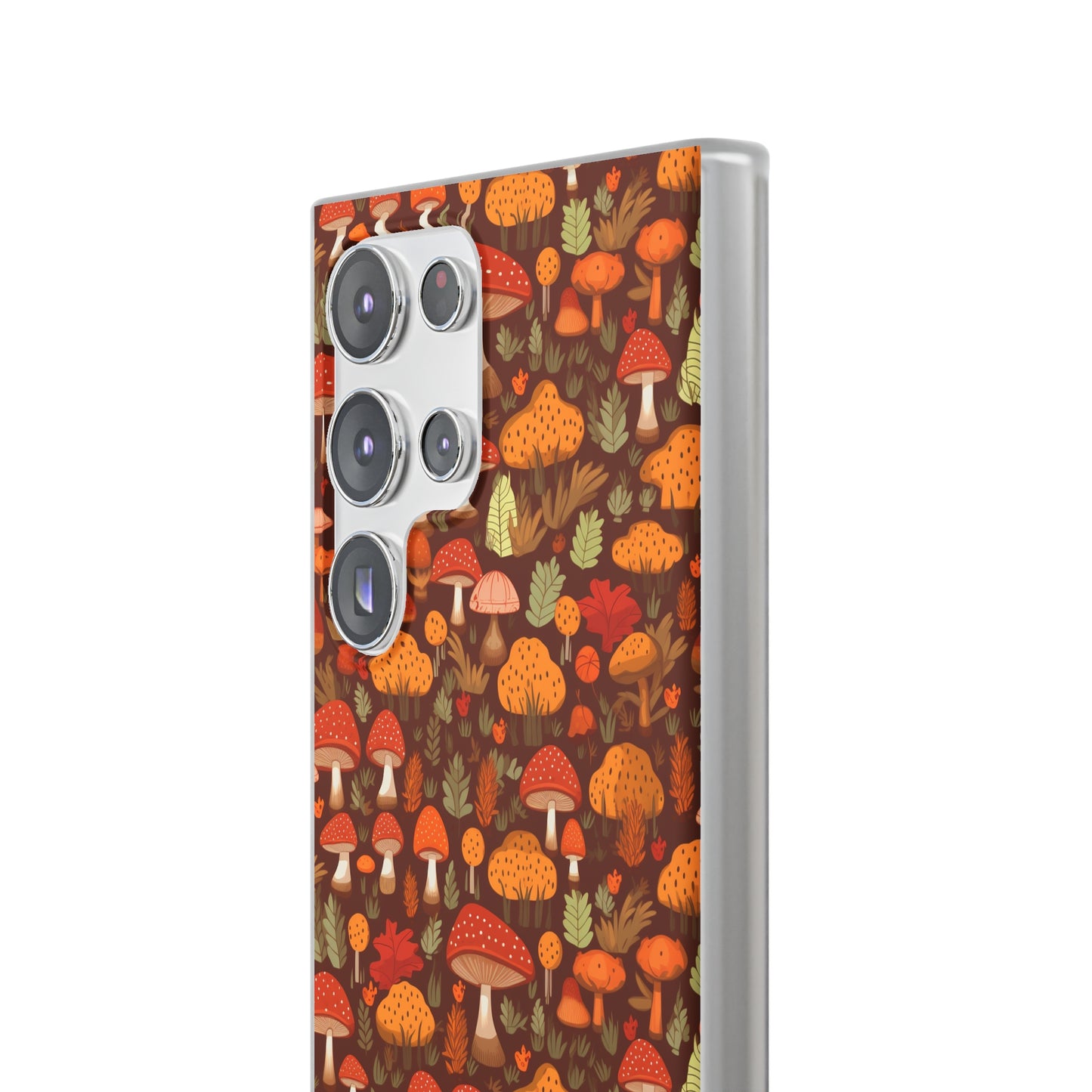 Autumn Spore Wonderland: Enchanting Mushroom and Leaf Designs - Flexible Phone Case