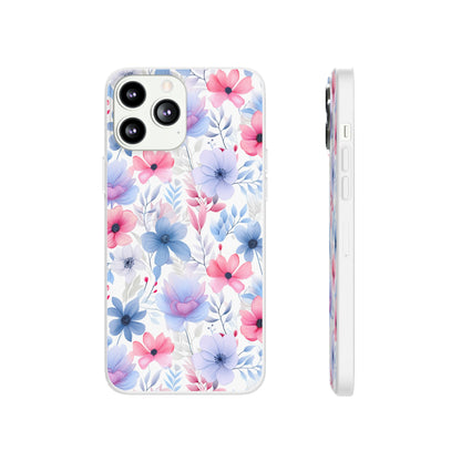 Floral Whispers - Soft Hues of Violets, Pinks, and Blues - Flexi Phone Case Phone Case Pattern Symphony   