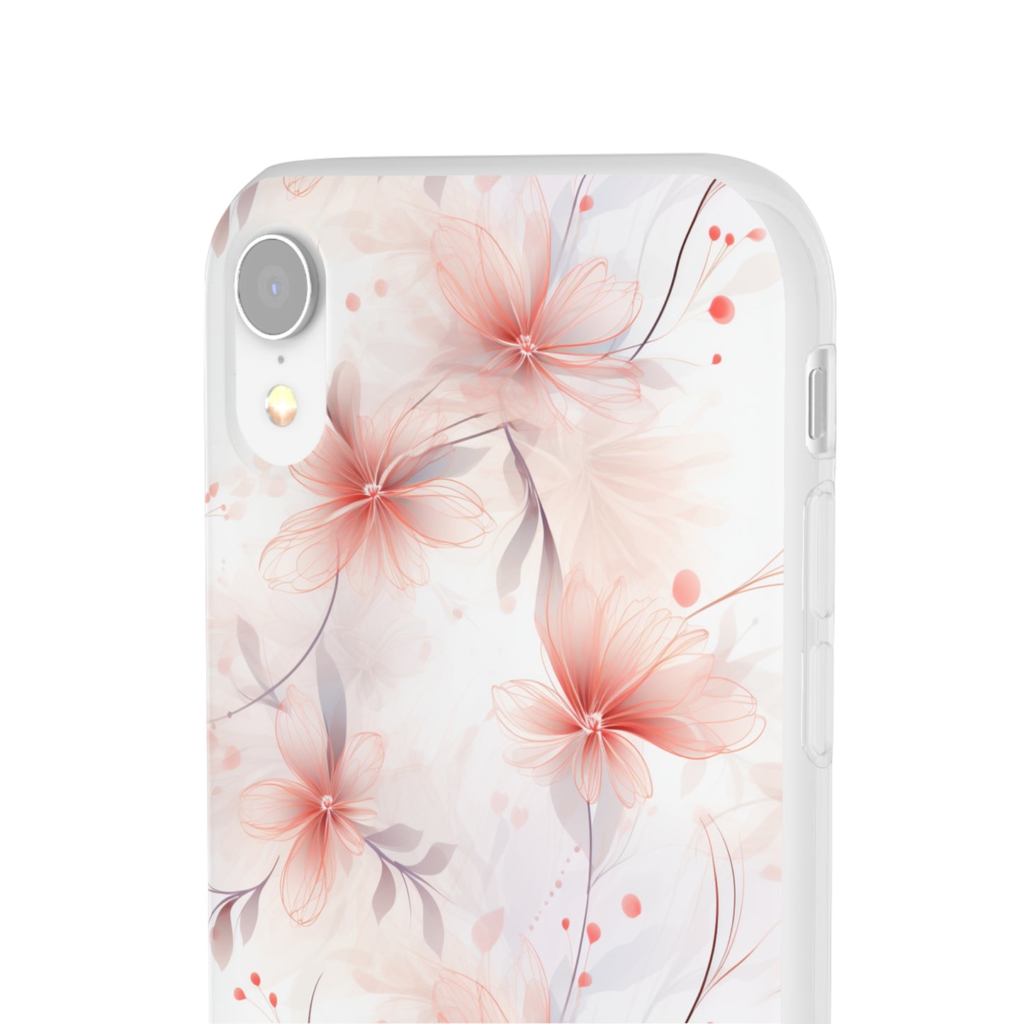 Whispering Petals: Subtle Grey & Pastel Red Gradient Phone Case