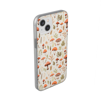 Mushroom Haven - Autumnal Tones Botanical illustration - Flexible Phone Case