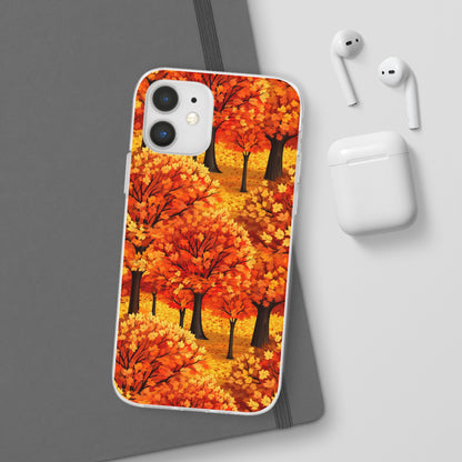 Impasto-Style Woodlands: High-Contrast Autumn Foliage - Flexible Phone Case