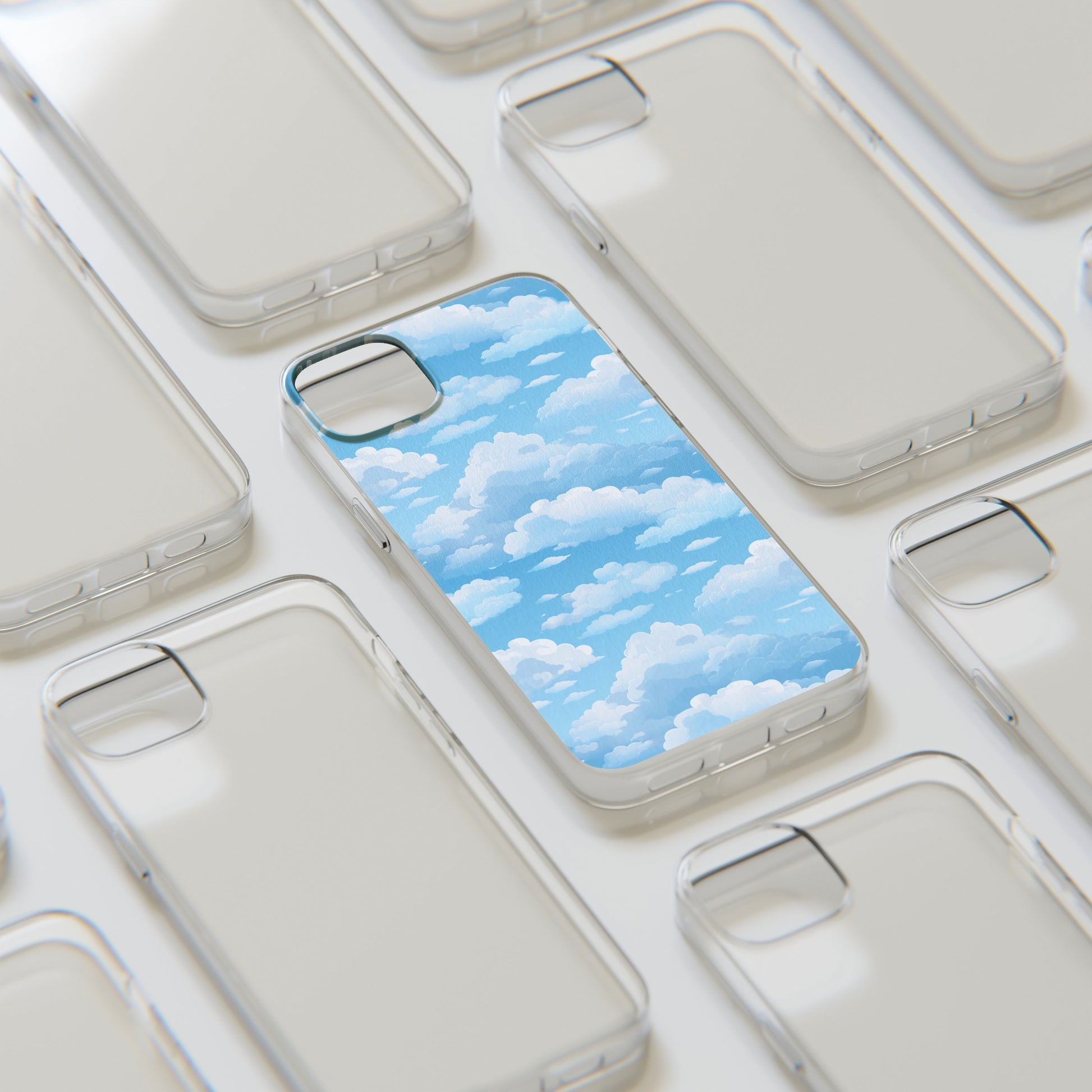 Boundless Azure Horizon - Calm Sky Design Soft Phone Case for IPhone, Samsung, and Google Pixel Phone Case Pattern Symphony   