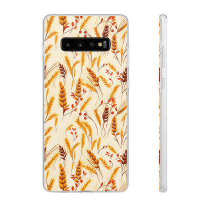 Golden Harvest: An Autumn Collage of Wheat and Berries - Flexible Phone Case