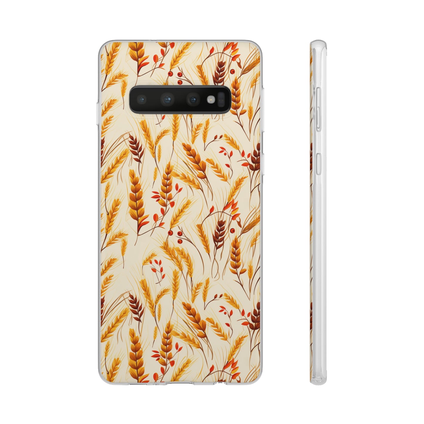 Golden Harvest: An Autumn Collage of Wheat and Berries - Flexible Phone Case