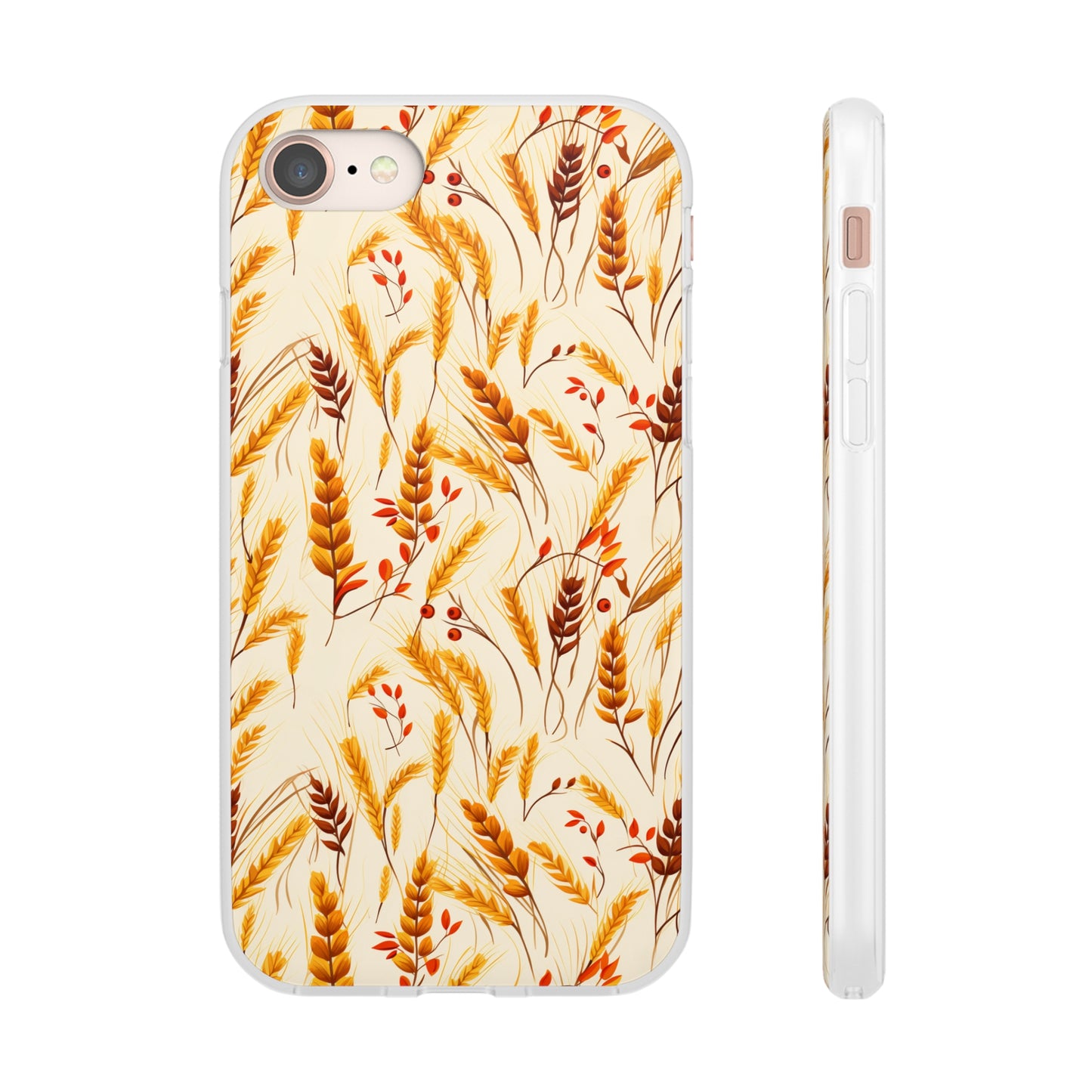 Golden Harvest: An Autumn Collage of Wheat and Berries - Flexible Phone Case