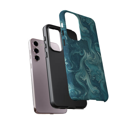 Azure Depths: Layered Blue Topographic Design Tough Phone Case