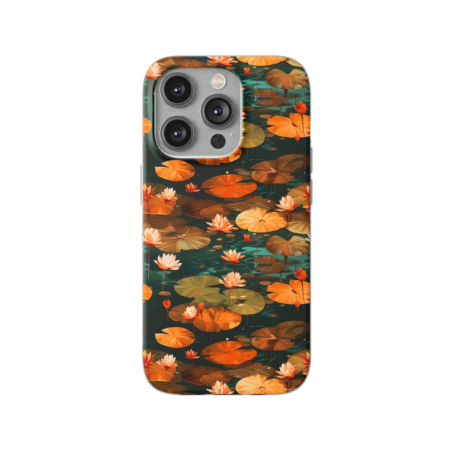 Orange Lotus Whisper: Autumn on the Water - Flexible Phone Case