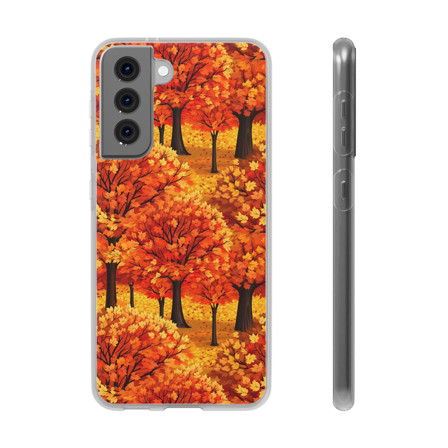 Impasto-Style Woodlands: High-Contrast Autumn Foliage - Flexible Phone Case