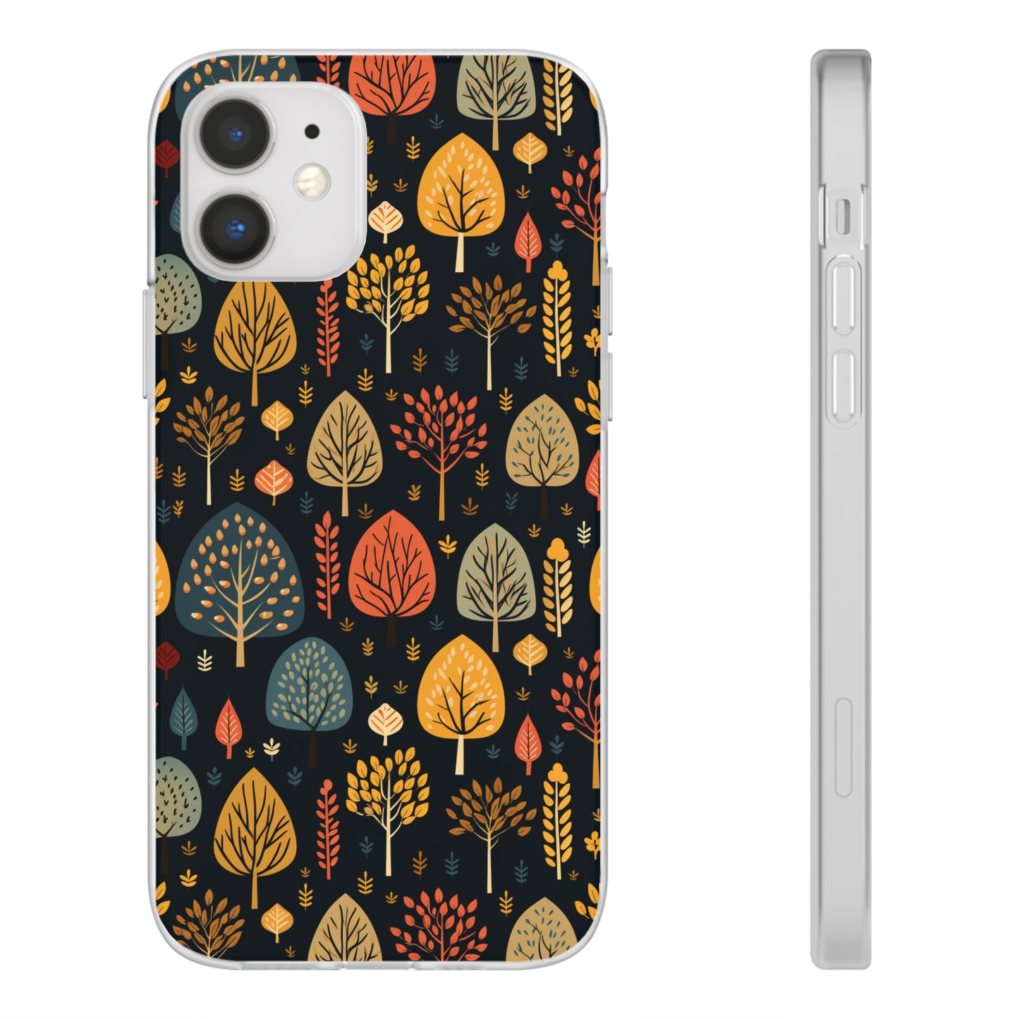 Mid-Century Mosaic: Dappled Leaves and Folk Imagery - Flexible Phone Case