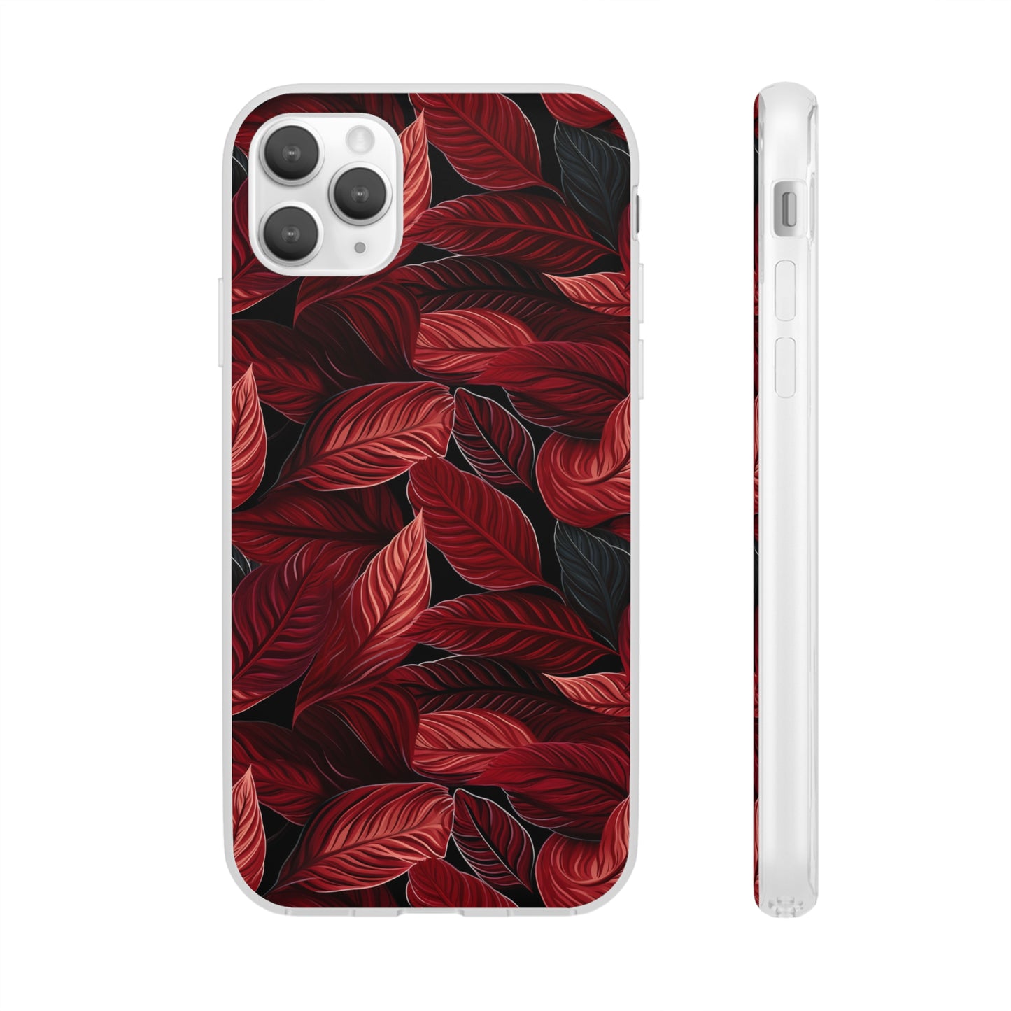 Scarlet Whispers: Lush Autumn Colours in Botanical Bliss - Flexible Phone Case