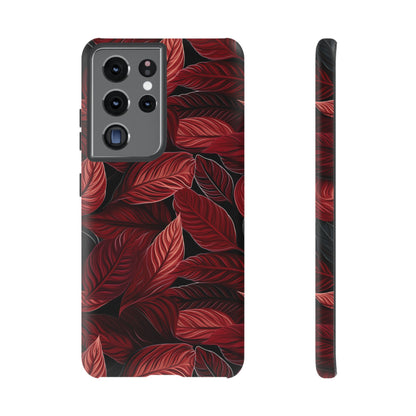 Scarlet Whispers: Lush Autumn Colours in Botanical Bliss - Tough Phone Case