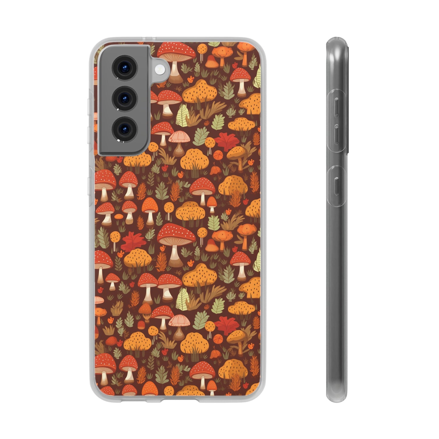 Autumn Spore Wonderland: Enchanting Mushroom and Leaf Designs - Flexible Phone Case