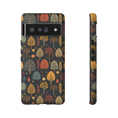 Mid-Century Mosaic: Dappled Leaves and Folk Imagery - Tough Phone Case