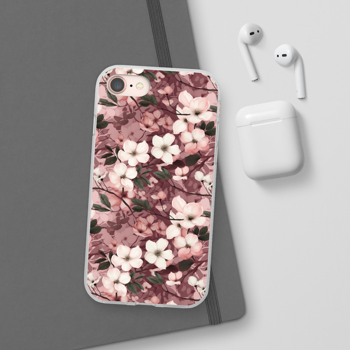 Sparse Dogwood Blossom Phone Case - Elegant Floral Design for Your Smartphone - Flexi Cases Phone Case Pattern Symphony iPhone 8  