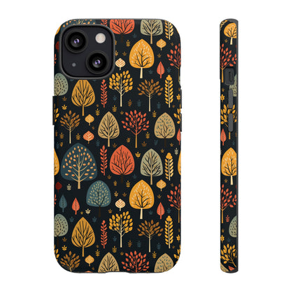 Mid-Century Mosaic: Dappled Leaves and Folk Imagery - Tough Phone Case