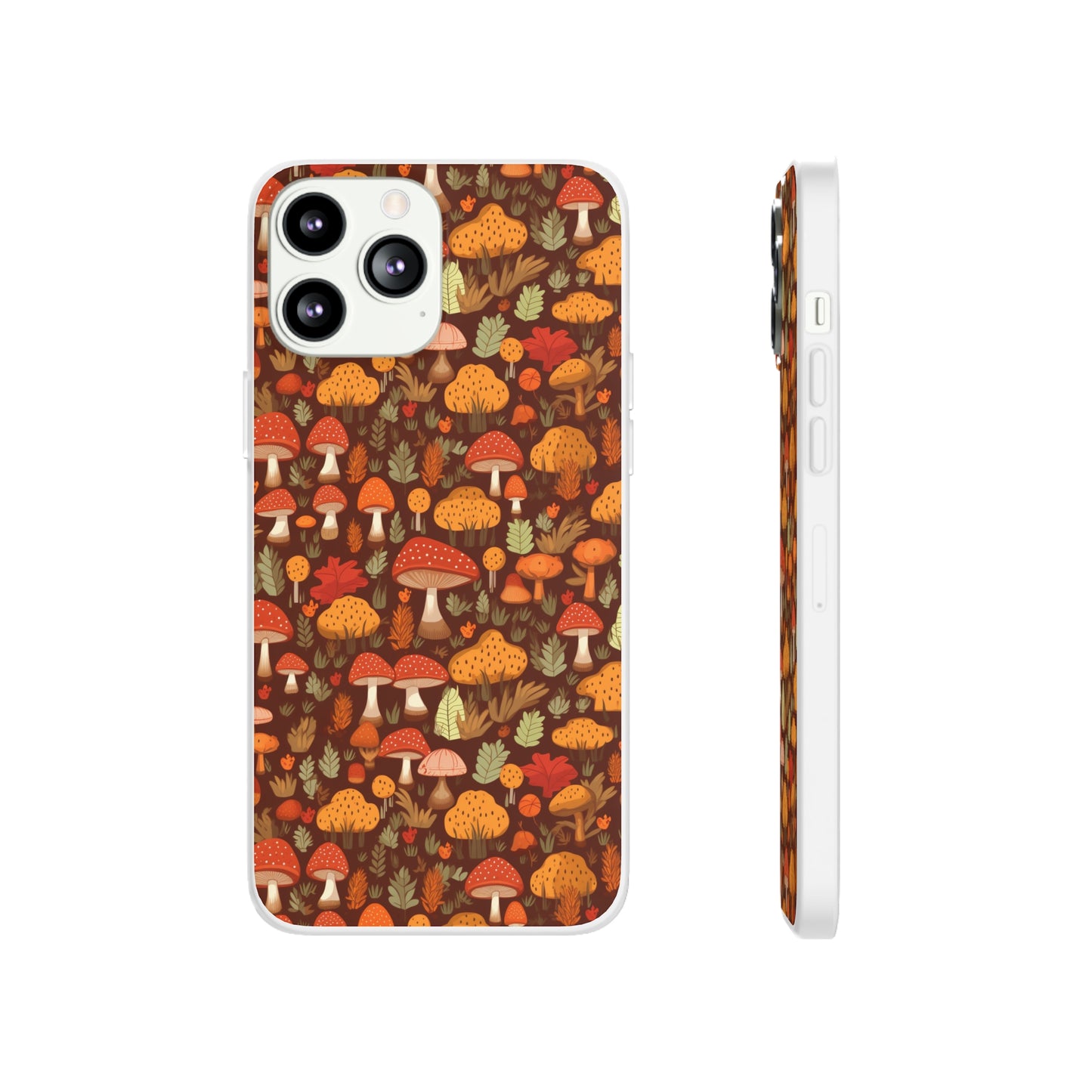 Autumn Spore Wonderland: Enchanting Mushroom and Leaf Designs - Flexible Phone Case