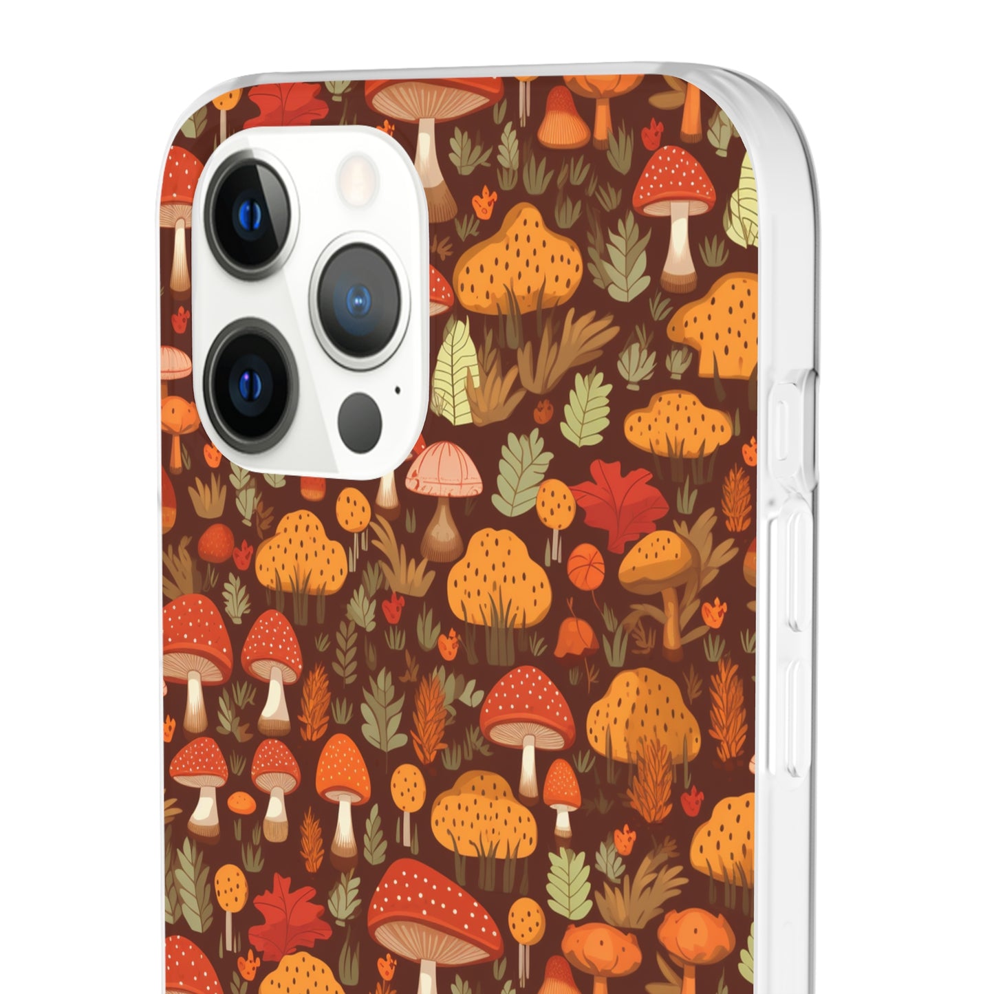 Autumn Spore Wonderland: Enchanting Mushroom and Leaf Designs - Flexible Phone Case