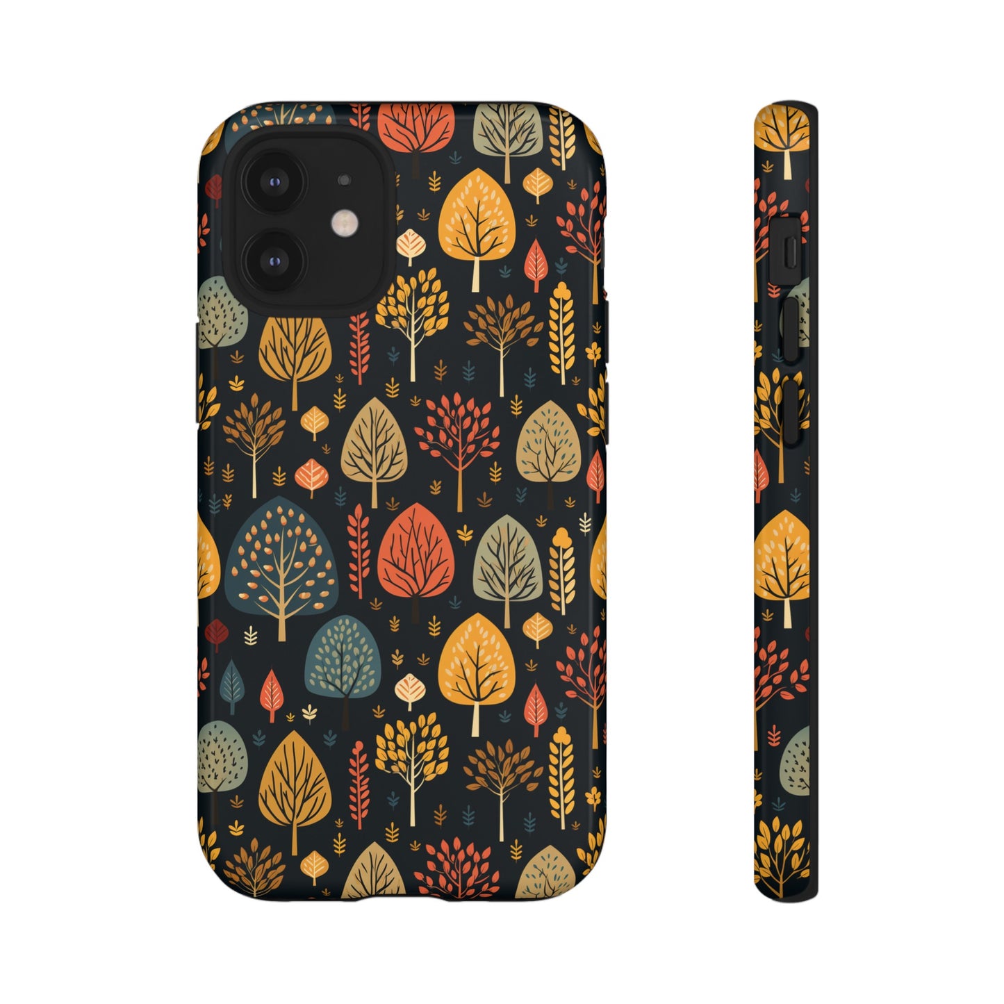 Mid-Century Mosaic: Dappled Leaves and Folk Imagery - Tough Phone Case