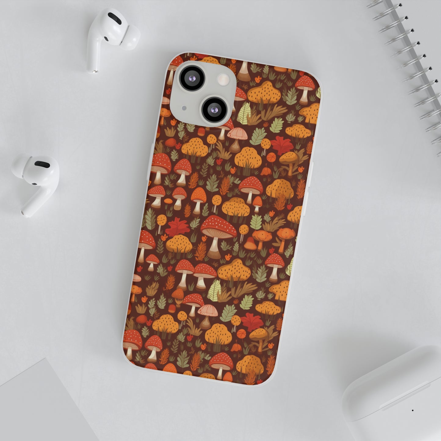 Autumn Spore Wonderland: Enchanting Mushroom and Leaf Designs - Flexible Phone Case