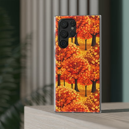 Impasto-Style Woodlands: High-Contrast Autumn Foliage - Flexible Phone Case