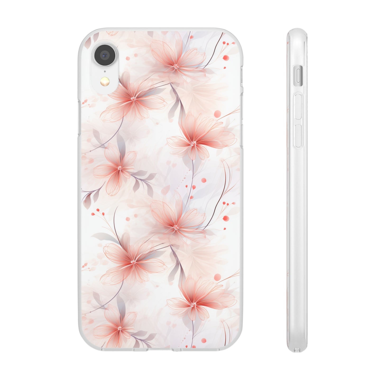 Whispering Petals: Subtle Grey & Pastel Red Gradient Phone Case