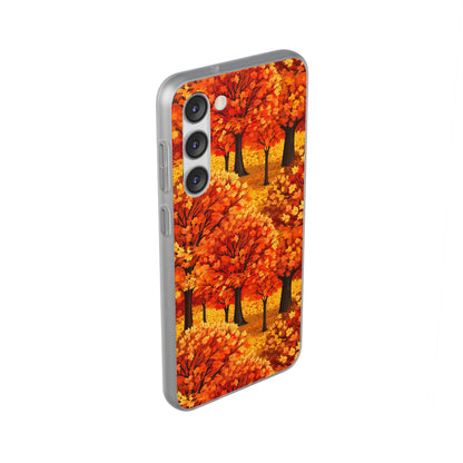 Impasto-Style Woodlands: High-Contrast Autumn Foliage - Flexible Phone Case