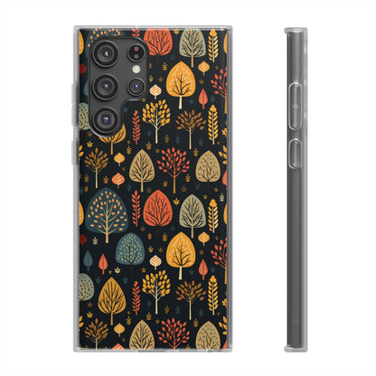 Mid-Century Mosaic: Dappled Leaves and Folk Imagery - Flexible Phone Case