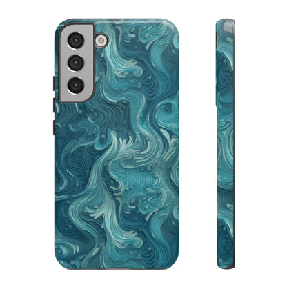 Azure Depths: Layered Blue Topographic Design Tough Phone Case