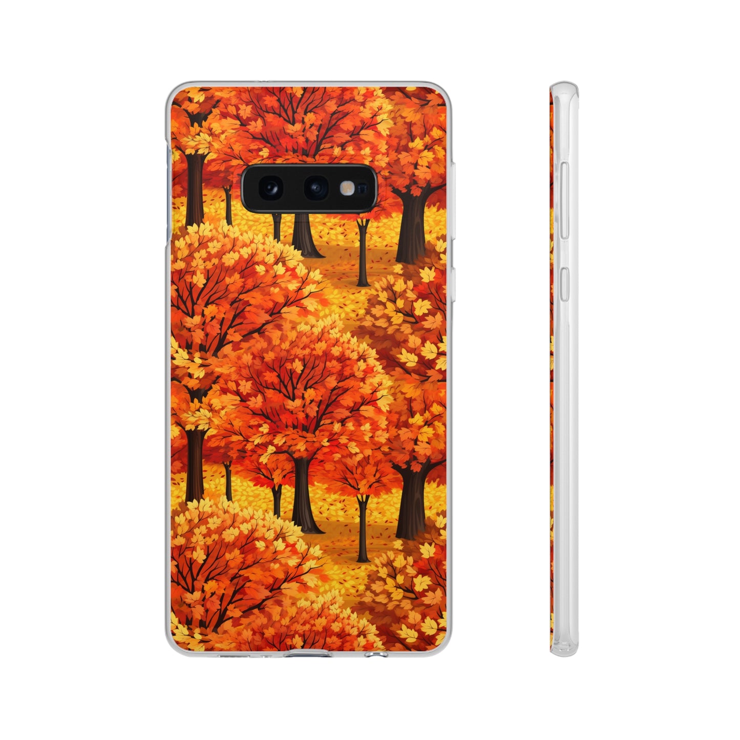 Impasto-Style Woodlands: High-Contrast Autumn Foliage - Flexible Phone Case