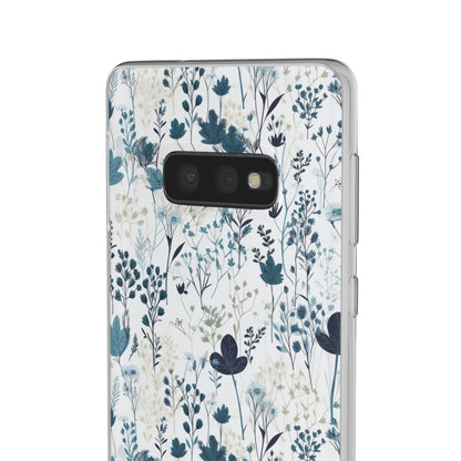 Serene Blue Wildflower Phone Case - Elegant White Background Design - Spring Collection - Flexi Cases Phone Case Pattern Symphony   