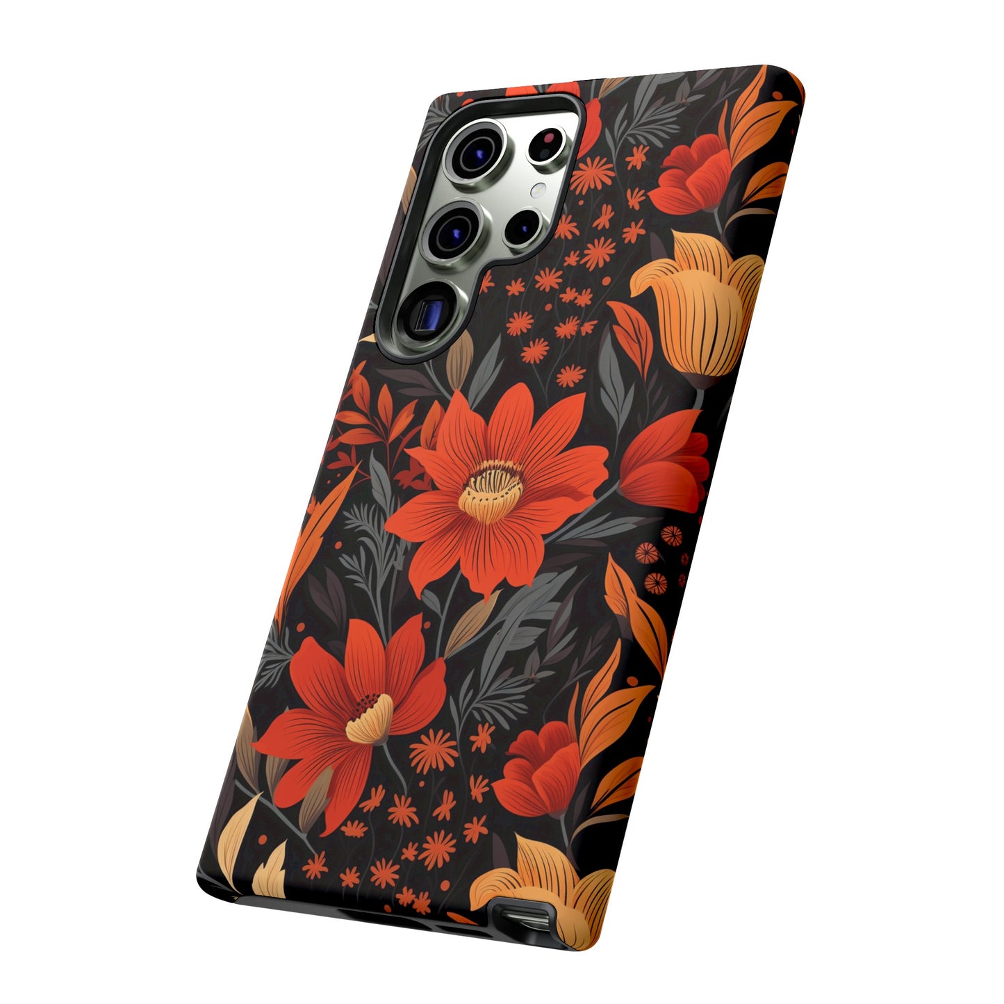 Autumn Blossom Noir: A Dark Floral Canvas Tough Case