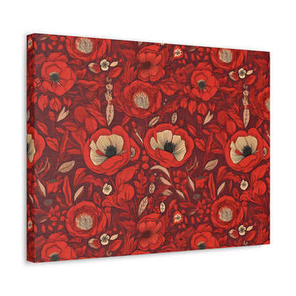 Radiant Spring Blossoms - Vibrant Red Floral Design - Wall Art Canvas