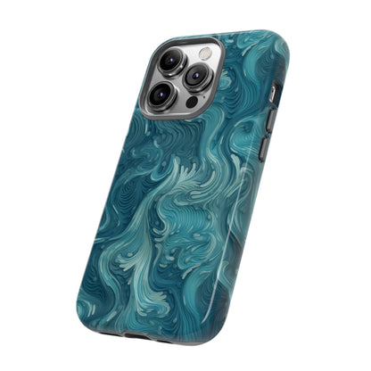 Azure Depths: Layered Blue Topographic Design Tough Phone Case