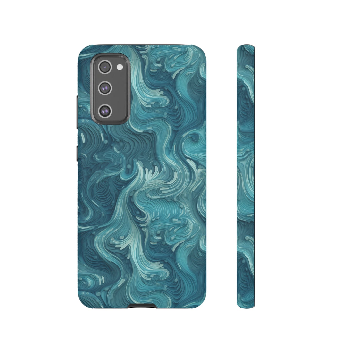 Azure Depths: Layered Blue Topographic Design Tough Phone Case