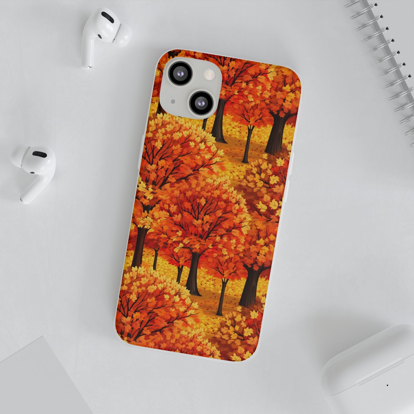 Impasto-Style Woodlands: High-Contrast Autumn Foliage - Flexible Phone Case