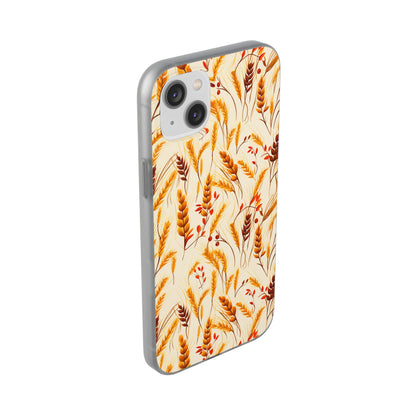 Golden Harvest: An Autumn Collage of Wheat and Berries - Flexible Phone Case