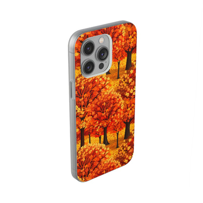 Impasto-Style Woodlands: High-Contrast Autumn Foliage - Flexible Phone Case