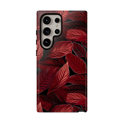 Scarlet Whispers: Lush Autumn Colours in Botanical Bliss - Tough Phone Case