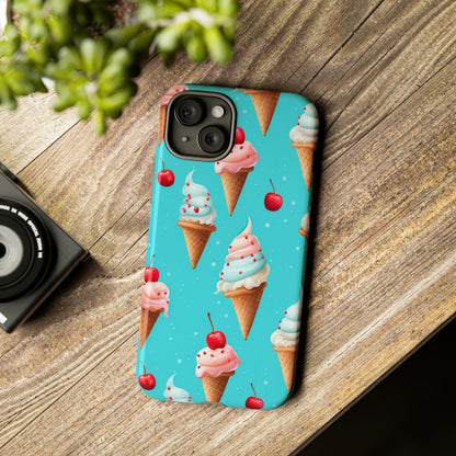 Sundae Funday - Ice Cream Cone Pattern Phone Case - iPhone & Samsung Compatible Phone Case Pattern Symphony iPhone 15 Plus Glossy 