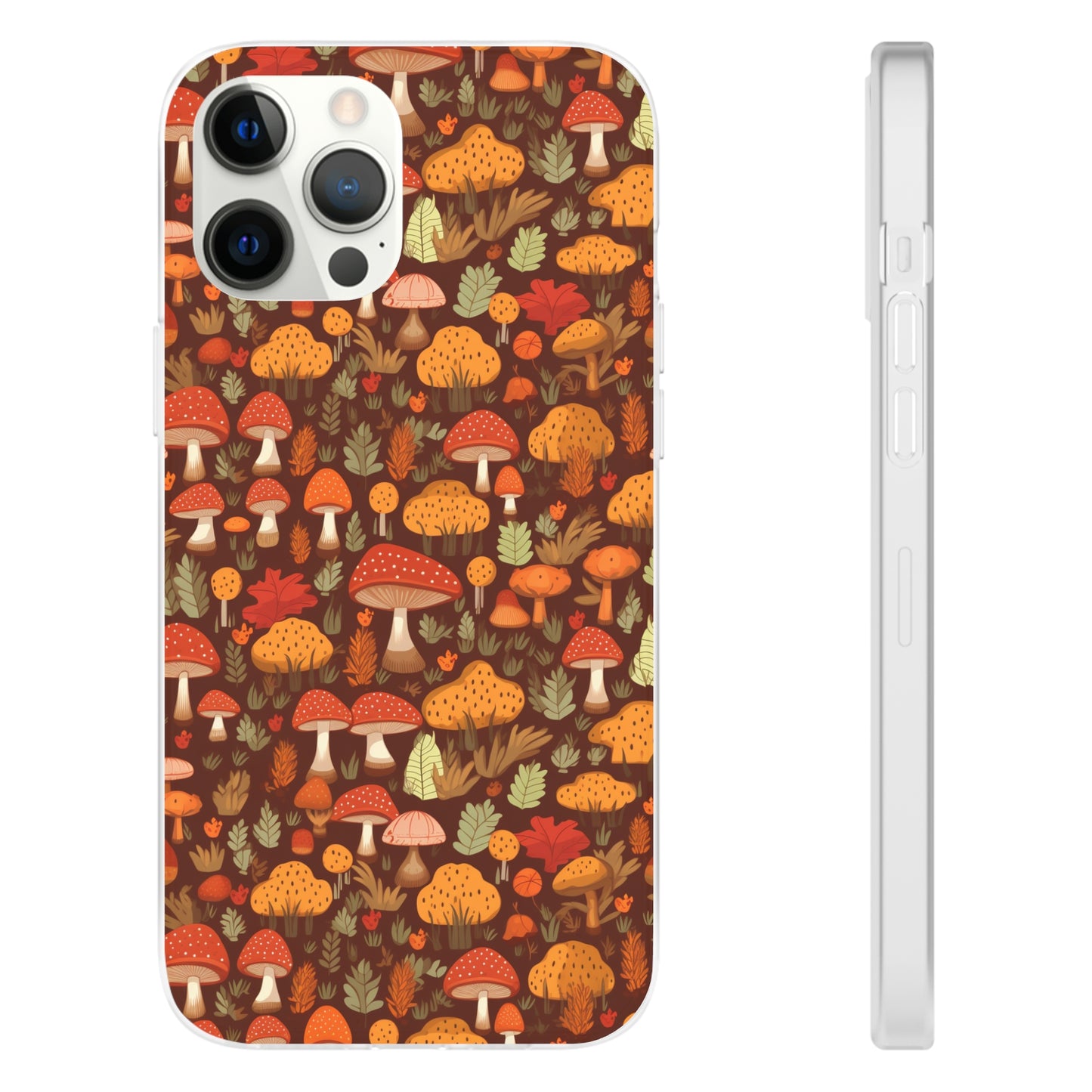 Autumn Spore Wonderland: Enchanting Mushroom and Leaf Designs - Flexible Phone Case