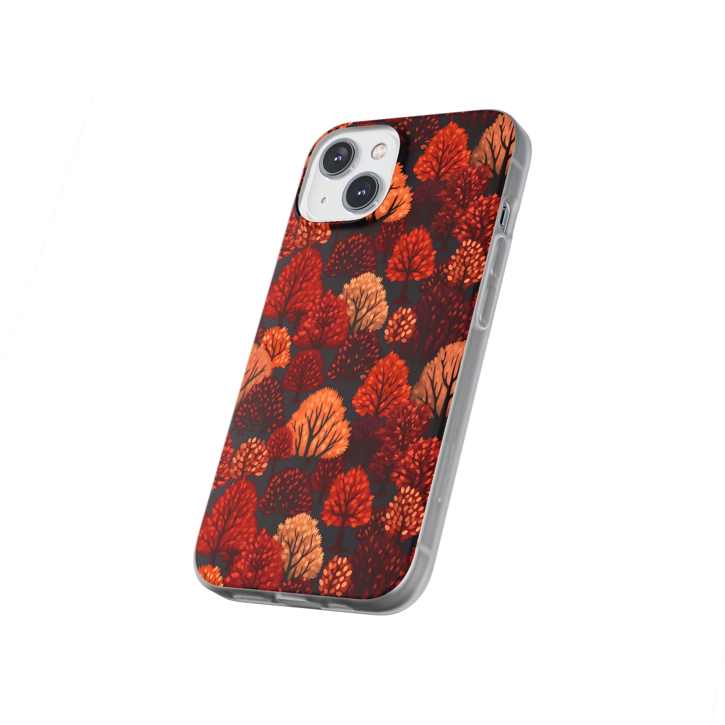 Crimson Forest: Autumn Trees in Vibrant Detail - Flexible Phone Case