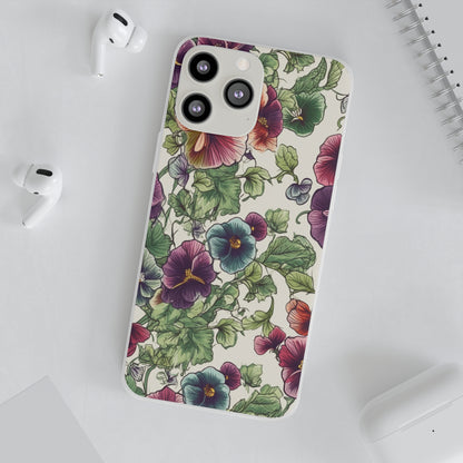 Watercolour Pansy Phone Case - Delicate Floral Elegance - Spring Collection - Flexi Cases Phone Case Pattern Symphony iPhone 13 Pro Max with gift packaging  