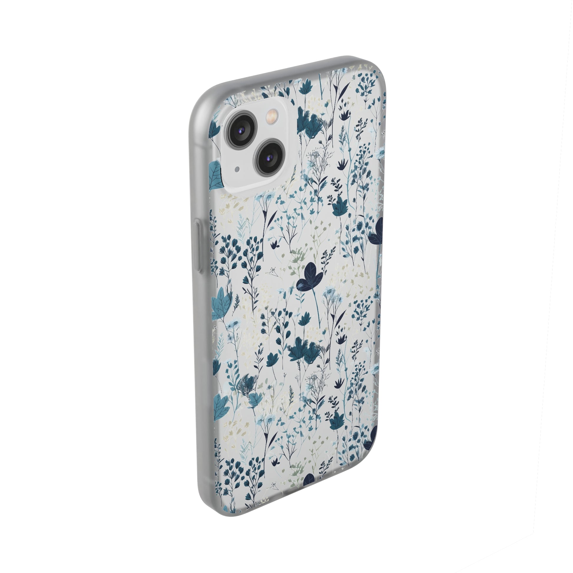 Serene Blue Wildflower Phone Case - Elegant White Background Design - Spring Collection - Flexi Cases Phone Case Pattern Symphony   