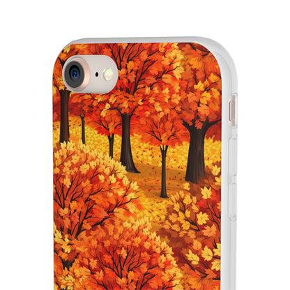 Impasto-Style Woodlands: High-Contrast Autumn Foliage - Flexible Phone Case