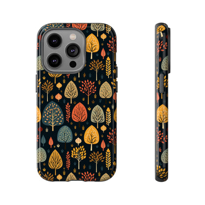 Mid-Century Mosaic: Dappled Leaves and Folk Imagery - Tough Phone Case