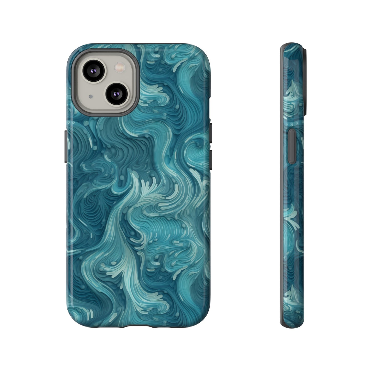 Azure Depths: Layered Blue Topographic Design Tough Phone Case